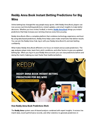 Reddy Anna Book Instant Betting Predictions for Big Wins