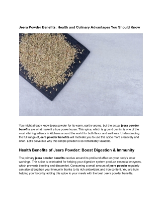 Jeera Powder Benefits_ Health and Culinary Advantages You Should Know