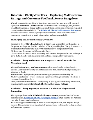 Krishniah Chetty Jewellers – Exploring Malleswaram Ratings and Customer Feedback Across Bangalore (2)