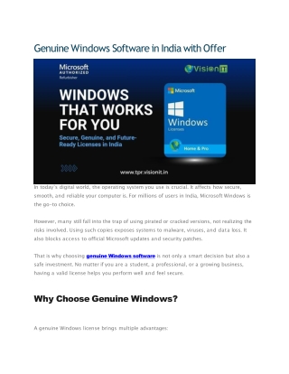 Genuine Windows Software in India with Offer | 2025 Guide