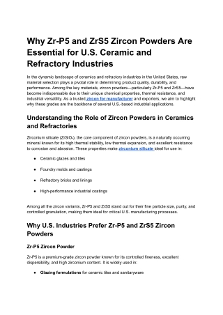 Why Zr-P5 and ZrS5 Zircon Powders Are Essential for U.S. Ceramic and Refractory Industries (1)