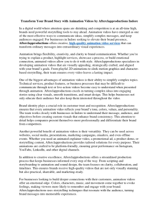 Transform Your Brand Story with Animation Videos by Afterclapproductions Indore