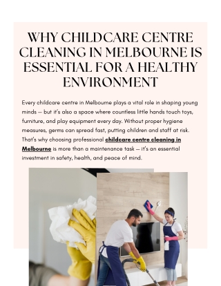 Affordable Childcare Centre Cleaning Services in Melbourne