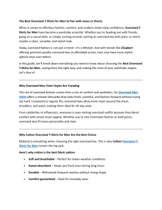 The Best Oversized T-Shirts for Men to Pair with Jeans or Shorts