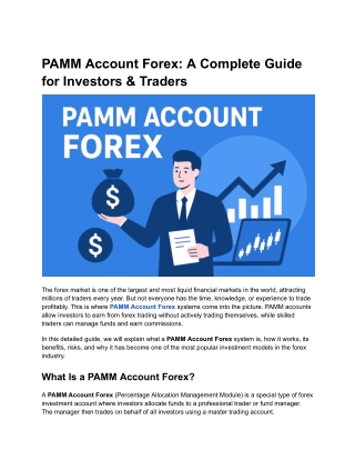PAMM Account Forex_ A Complete Guide for Investors & Traders