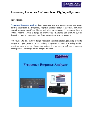 Frequency Response Analyzer From Digilogic Systems