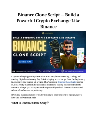 Binance Clone Script – Build a Powerful Crypto Exchange Like Binance
