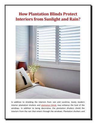 How Plantation Blinds Protect Interiors from Sunlight and Rain