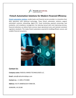 Fintech Automation Solutions to Improve Banking and Financial Operations