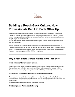 Building a Reach-Back Culture_ How Professionals Can Lift Each Other Up