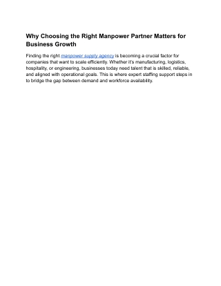 Why Choosing the Right Manpower Partner Matters for Business Growth