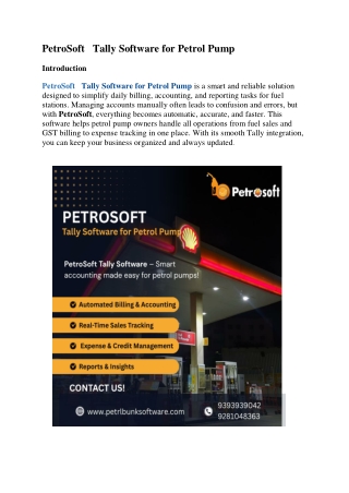 PetroSoft-Tally software for petrol pump