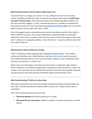 Bold Printed Oversized T Shirts for Men to Make Heads Turn