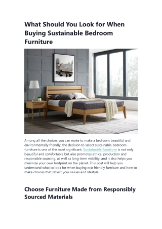 What Should You Look for When Buying Sustainable Bedroom Furniture