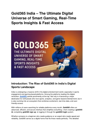 Gold365 India – The Ultimate Digital Universe of Smart Gaming, Real-Time Sports Insights & Fast Access