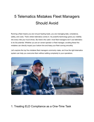 5 Telematics Mistakes Fleet Managers Should Avoid