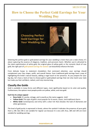 How to Choose the Perfect Gold Earrings for Your Wedding Day