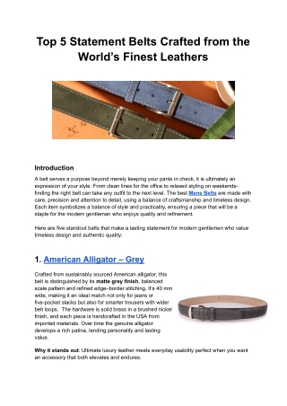 Top 5 Statement Belts Crafted from the World’s Finest Leathers