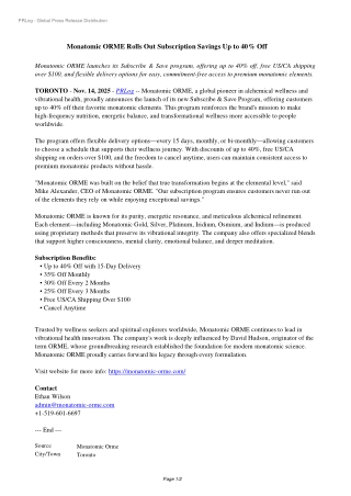 Monatomic ORME Rolls Out Subscription Savings Up to 40% Off