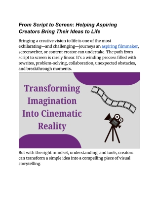 From Script to Screen_ Helping Aspiring Creators Bring Their Ideas to Life