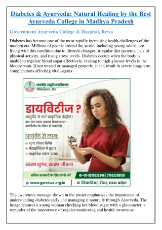 Diabetes & Ayurveda: Natural Healing by the Best Ayurveda College