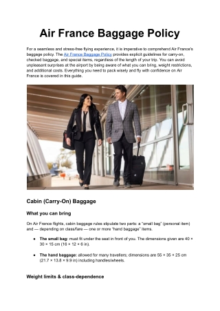 Air France Baggage Policy