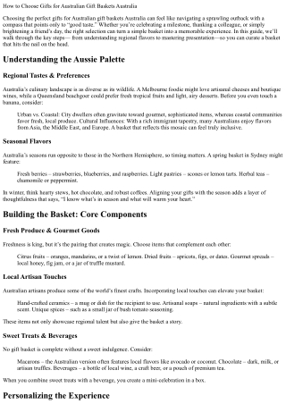 How to Choose Gifts for Australian Gift Baskets Australia