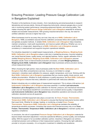 Ensuring Precision_ Leading Pressure Gauge Calibration Lab in Bangalore Explained