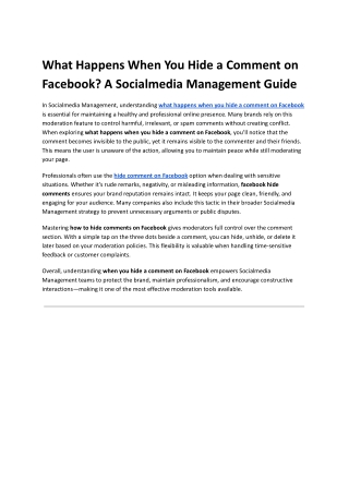 What Happens When You Hide a Comment on Facebook