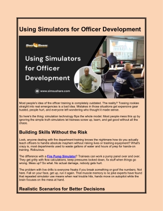 Using Simulators for Officer Development