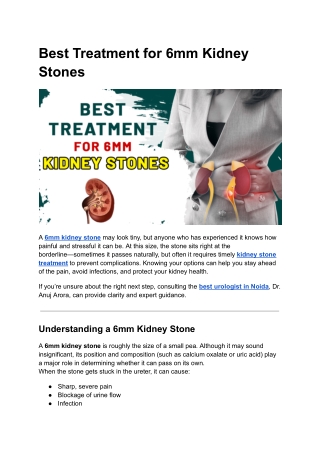 Best Treatment for 6mm Kidney Stones
