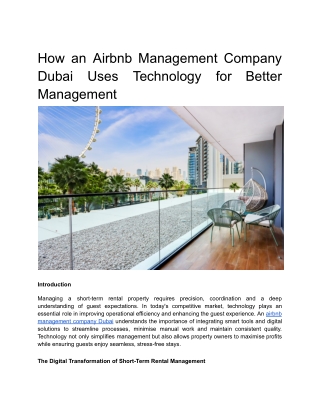How an Airbnb Management Company Dubai Uses Technology for Better Management