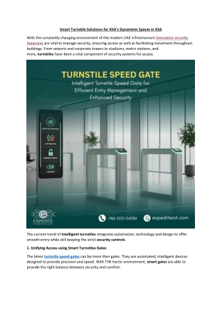 Smart Turnstile Solutions for KSA's Dynamism Spaces in KSA