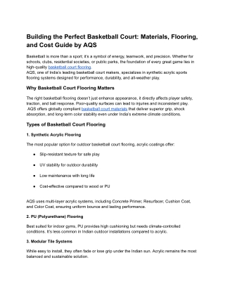 Building the Perfect Basketball Court: Materials, Flooring, and Cost Guide