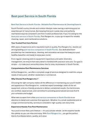 Best pool Service in South Florida