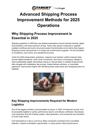 Advanced Shipping Process Improvement Methods for 2025 Operations