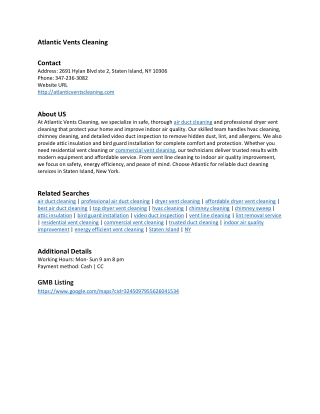 Atlantic Vents Cleaning