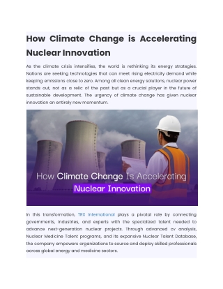 How Climate Change is Accelerating Nuclear Innovation