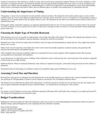 Browsing Seasonal Demands When Renting Toilets For Summer Festivals.