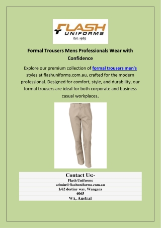 Formal Trousers Mens Professionals Wear with Confidence