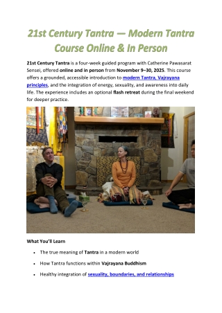 21st Century Tantra Course 2025 | Online & In-Person Training