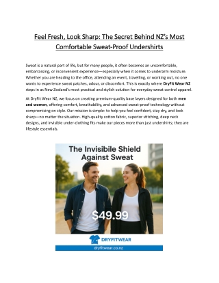 Feel Fresh, Look Sharp The Secret Behind NZ’s Most Comfortable Sweat-Proof Undershirts