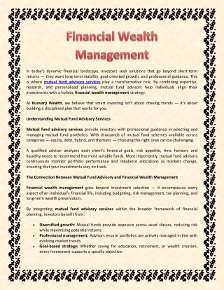 Financial Wealth Management