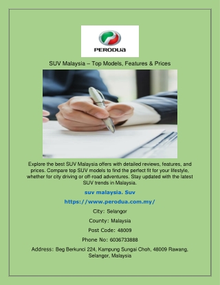 SUV Malaysia – Top Models, Features & Prices