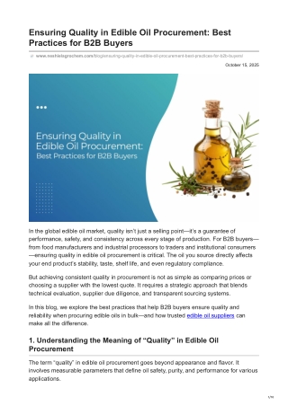 Ensuring Quality in Edible Oil Procurement_ Best Practices for B2B Buyers