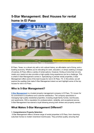 5-Star Management_ Best Houses for Rent in El Paso, TX