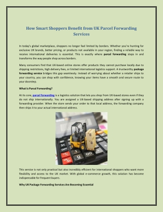 How Smart Shoppers Benefit from UK Parcel Forwarding Services