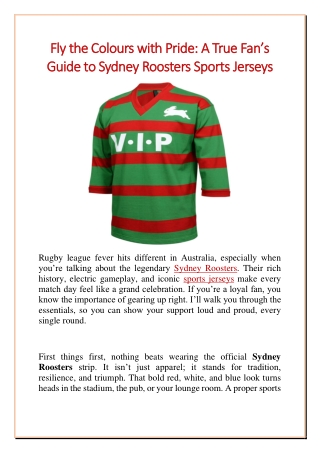 Fly the Colours with Pride A True Fan’s Guide to Sydney Roosters Sports Jerseys