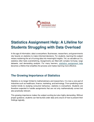 Statistics Assignment Help A Lifeline for Students Struggling with Data Overload