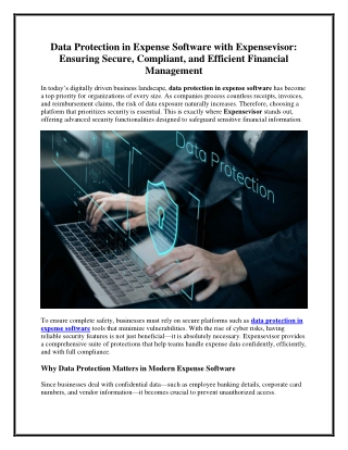 Data Protection in Expense Software with Expensevisor